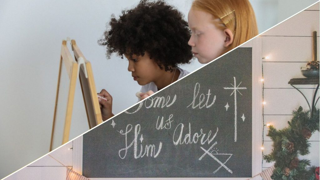 En bild av barn som använder griffeltavlor för att rita och uttrycka sin kreativitet.